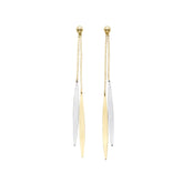 14K Yellow And White Gold Hanging Tear Drop Earrings fine designer jewelry for men and women
